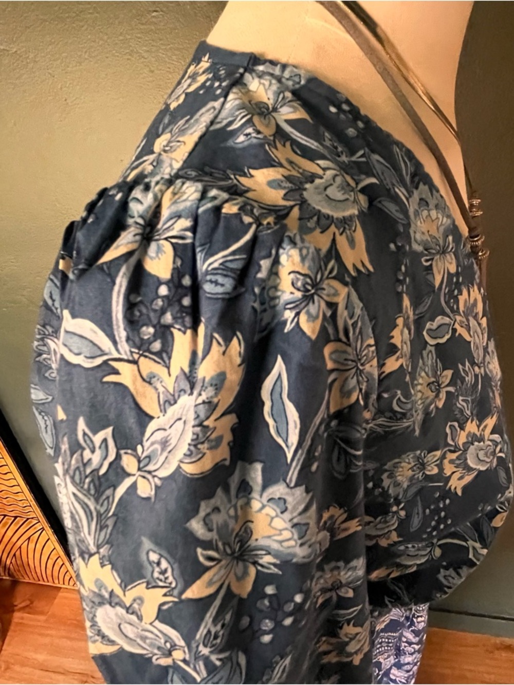 LOFT Long Sleeve Navy Floral Cottage Core Maxi Dress, Sz. S - Picture 7 of 12